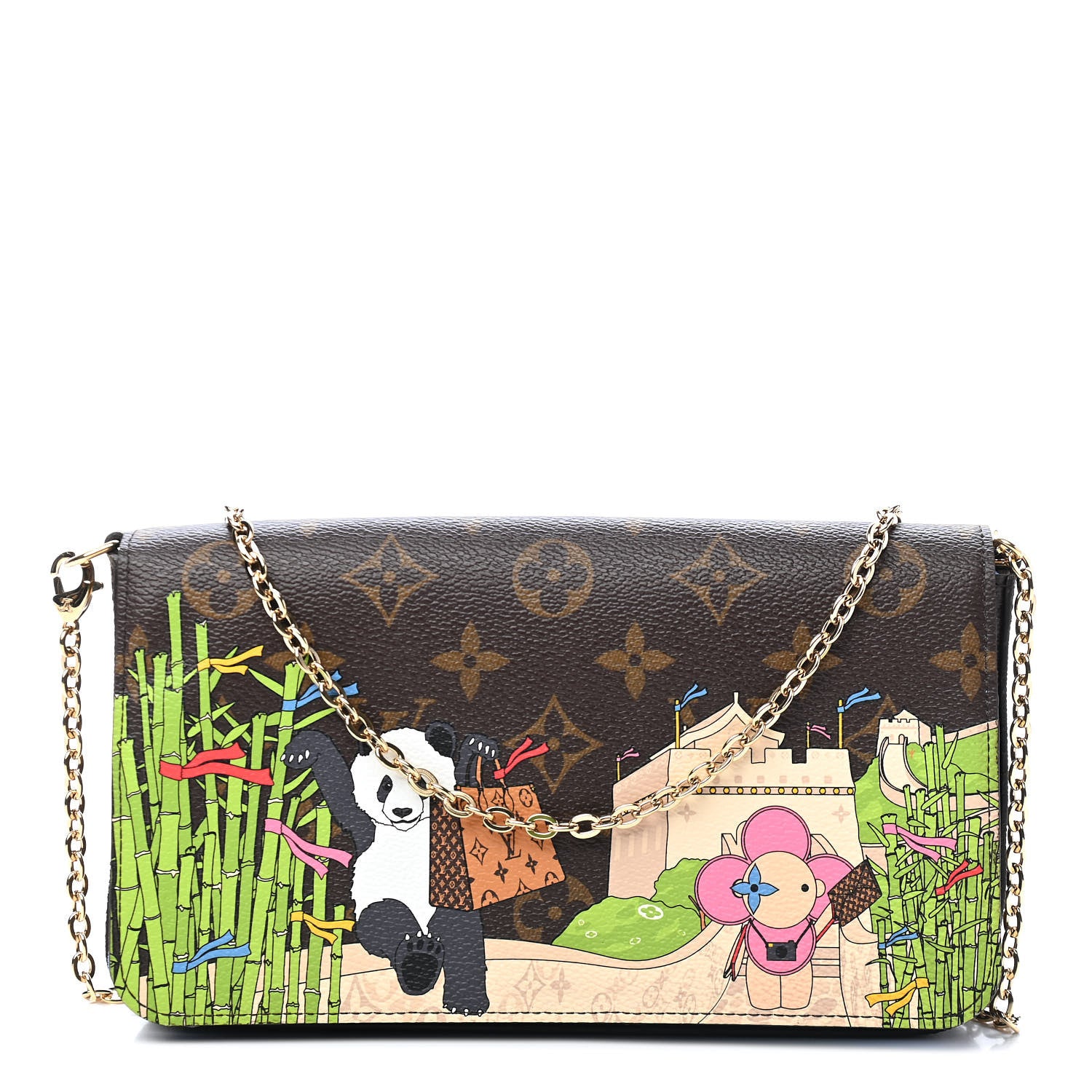 Louis Vuitton Monogram 2021 Christmas Animation China Wall Pochette Felicie Chain Wallet Myosotis Blue 1 of 8