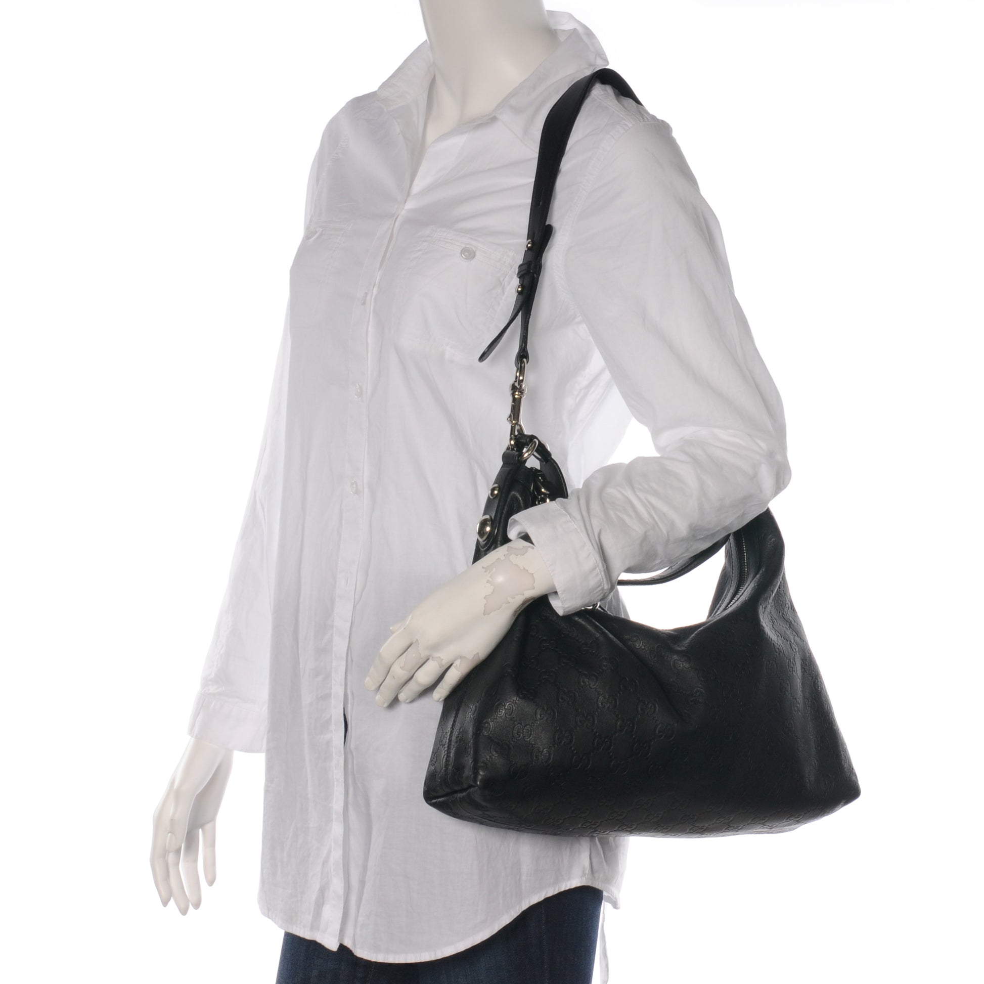 Gucci Guccissima Medium Icon Bit Hobo Black 2 of 9