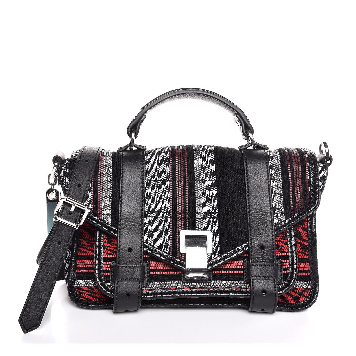 Mixed Woven Tiny PS1 Satchel Black White