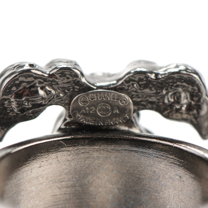Chanel Ruthenium Crystal CC Ring Dark Grey 52 6.5 4 of 4