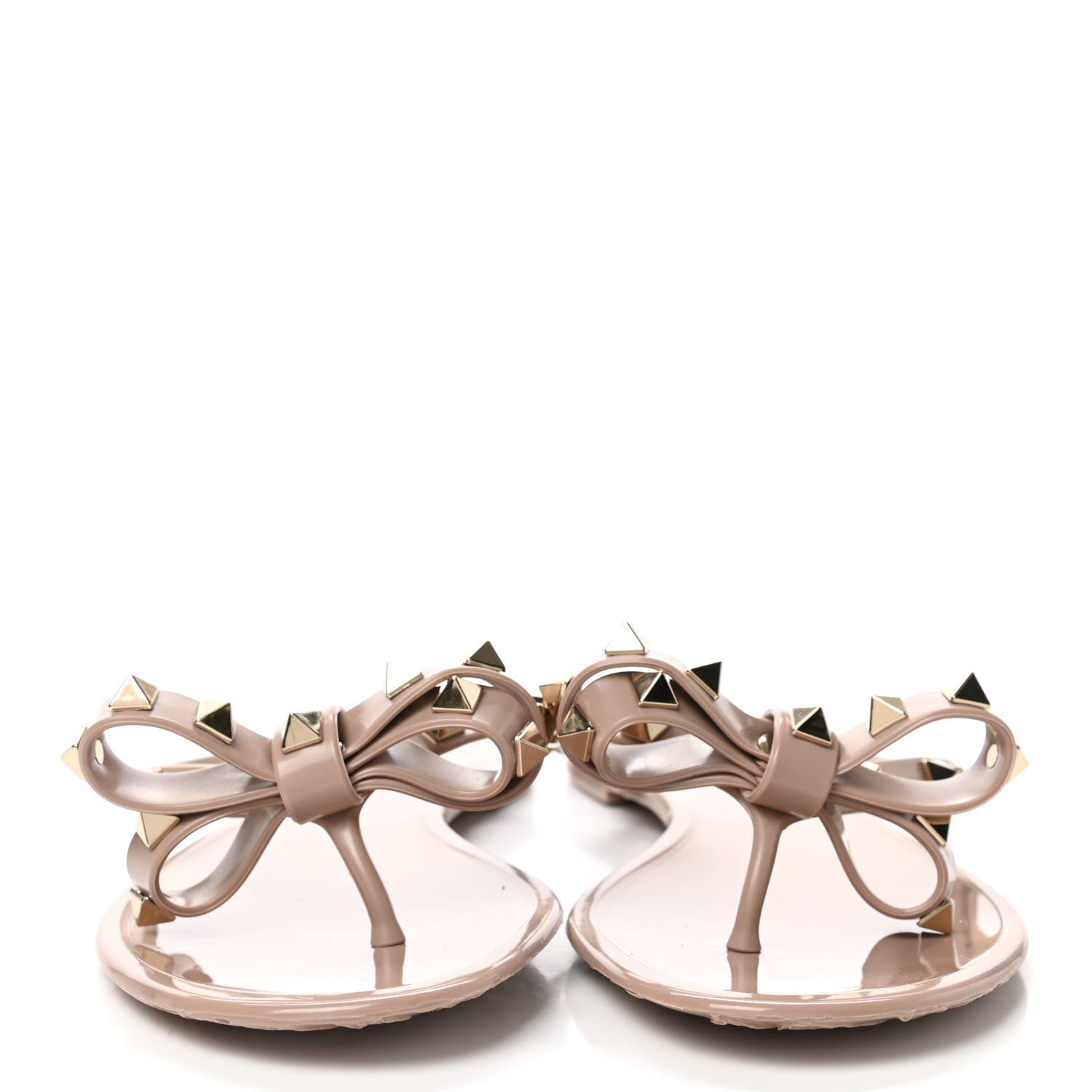 Valentino Garavani PVC Jelly Rockstud Bow Thong Sandals 35 Poudre 2 of 7