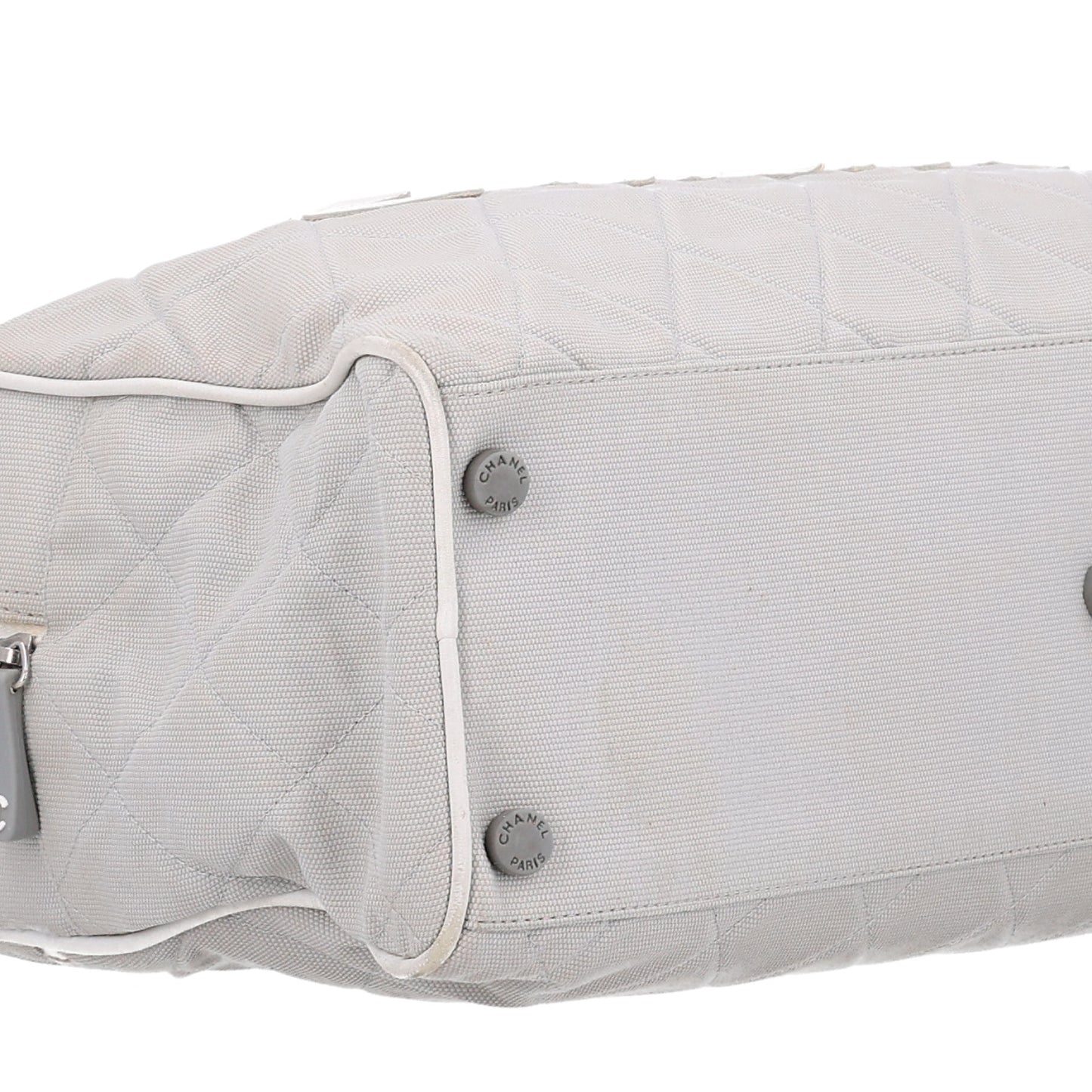 Canvas Quilted Logo Bowler Bag Grey