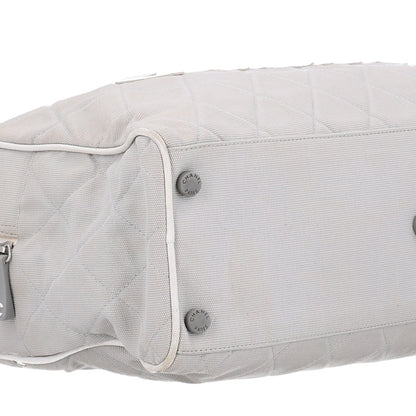 Chanel Canvas Quilted Logo Bowler Bag Grey 9 of 10