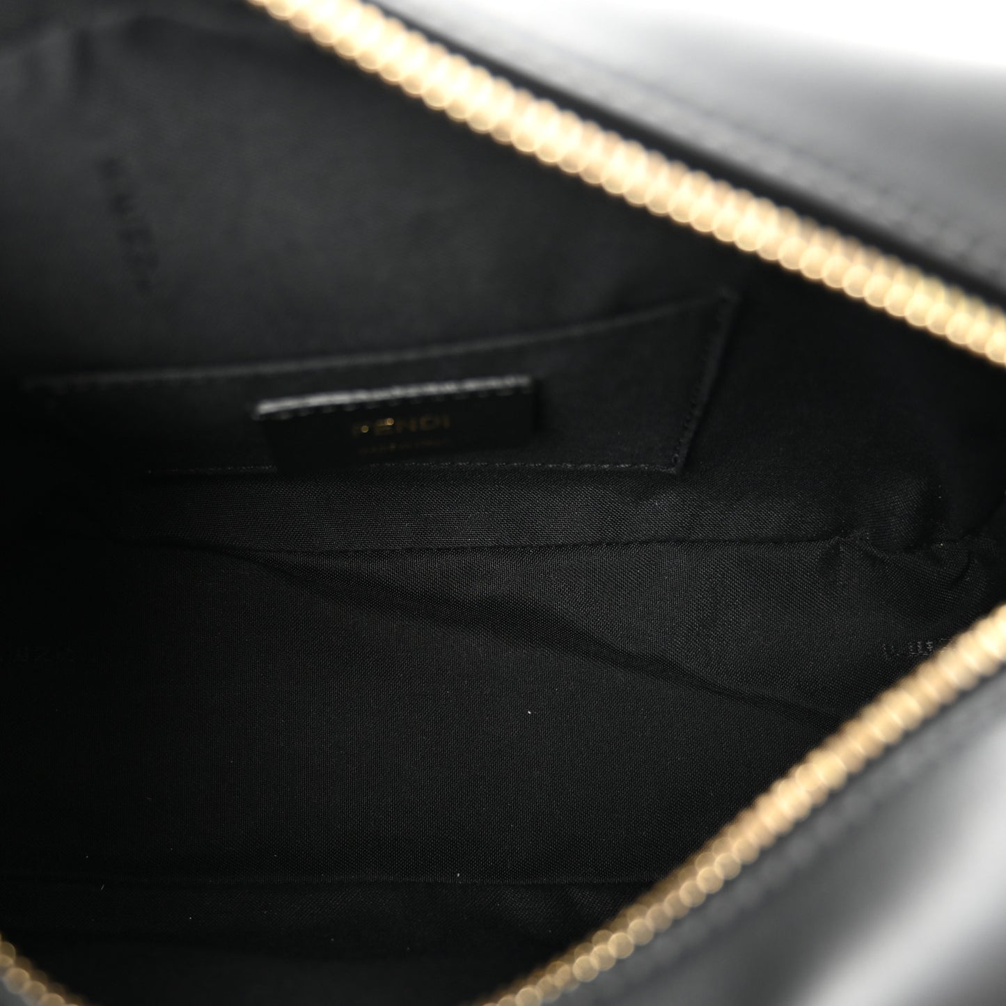 Glazed Fabric Vitello Century F is Fendi FF 1974 Stamp Patch Camera Case Mogano Panna Black