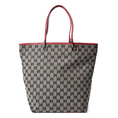 Gucci Monogram Large Bucket Tote Navy Red 1 of 9