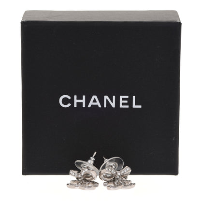 Chanel Crystal CC Bow Dangle Earrings Silver 5 of 5