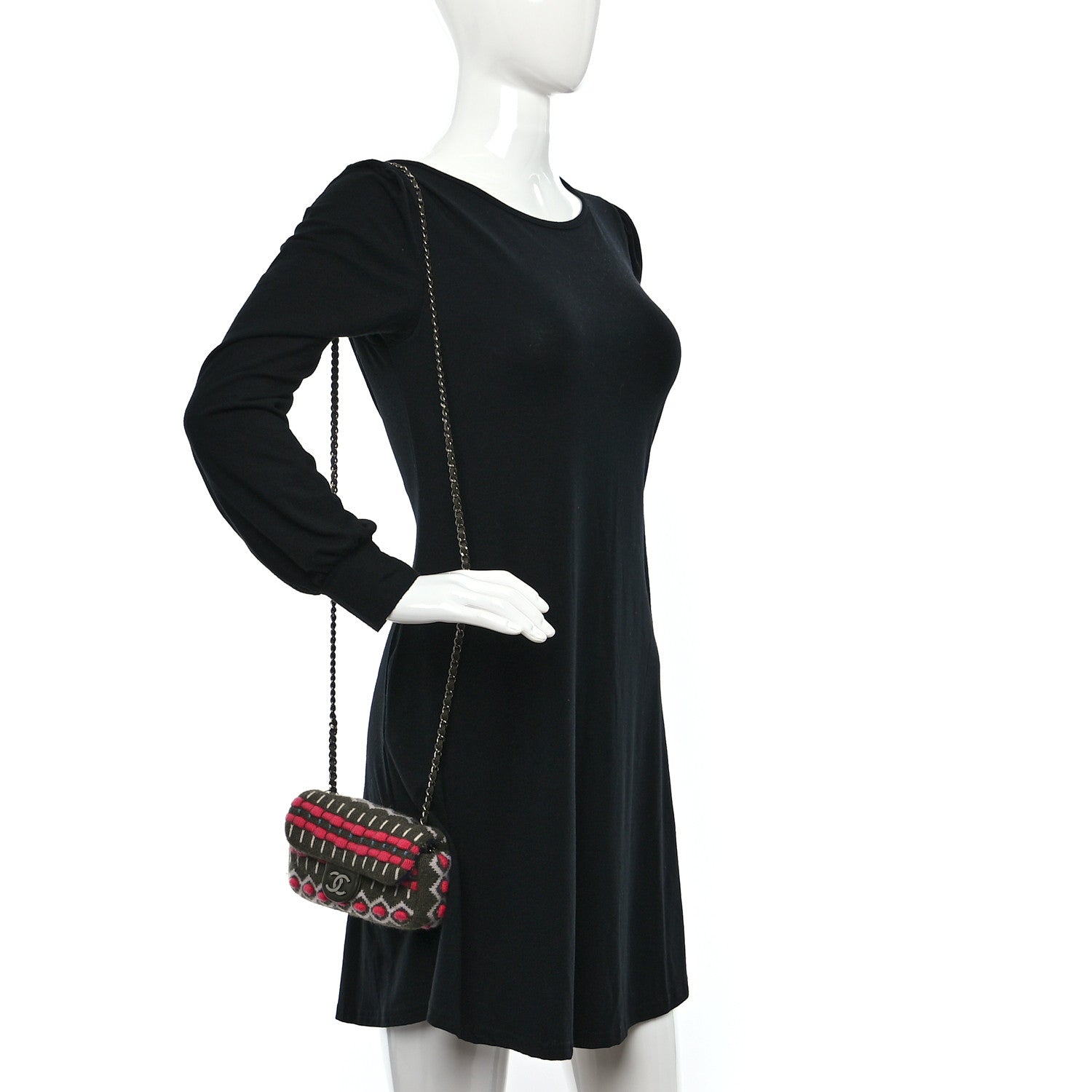 Chanel Cashmere Knit Extra Mini Single Flap Khaki Multicolor 2 of 10