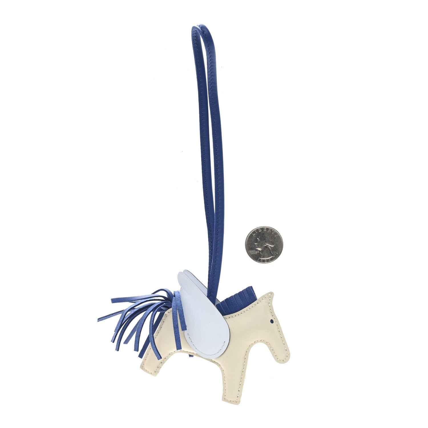 Hermes Milo Lambskin Grigri Rodeo Pegase Horse Bag Charm PM Craie Bleu De France Bleu Brume 2 of 5