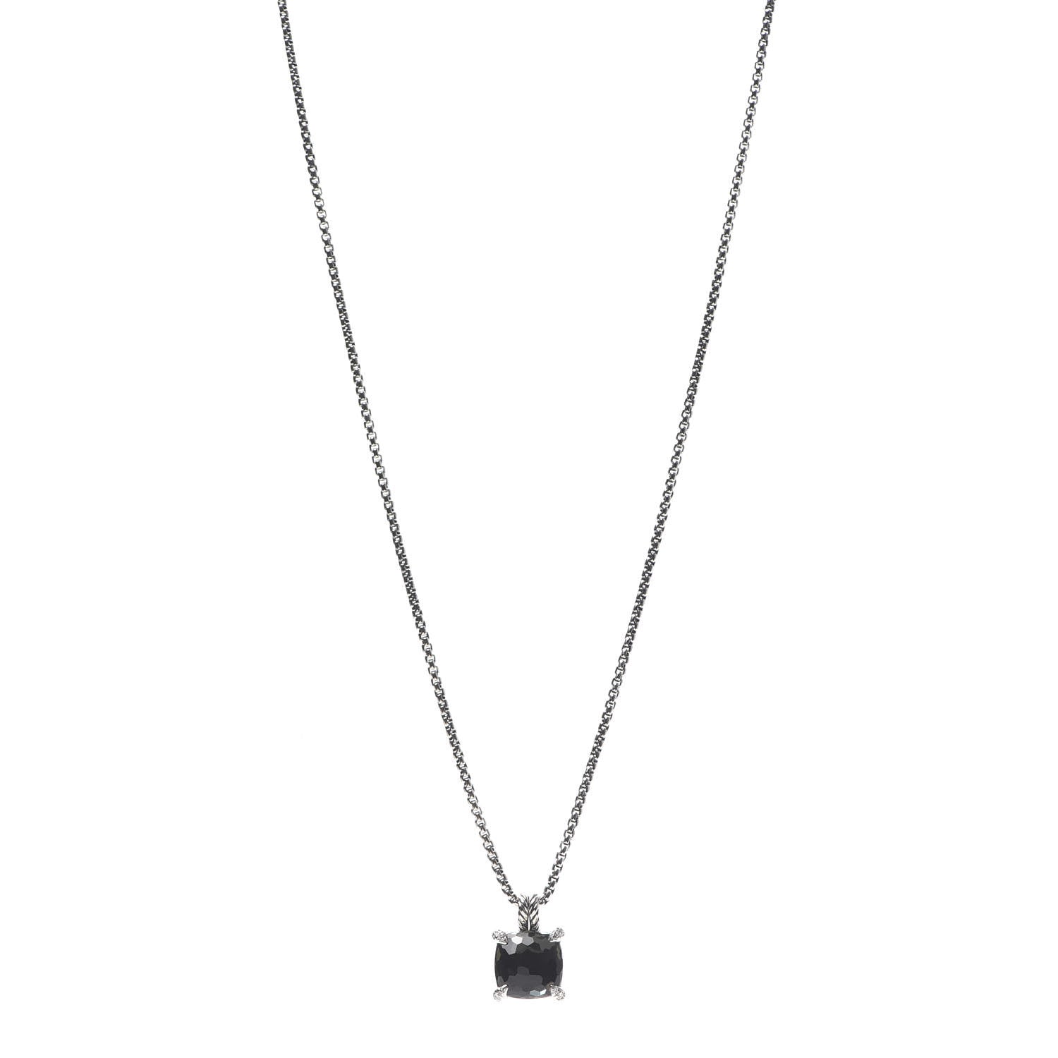 David Yurman Sterling Silver Diamond Green Orchid 11mm Chatelaine Pendant Necklace 1 of 6