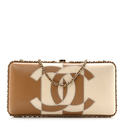 Chanel Lambskin CC Stitch Chain Around Clutch  Beige White 1 of 13