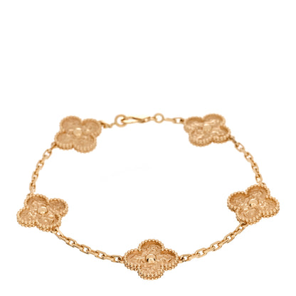 Van Cleef & Arpels 18K Yellow Gold 5 Motifs Vintage Alhambra Bracelet 1 of 5