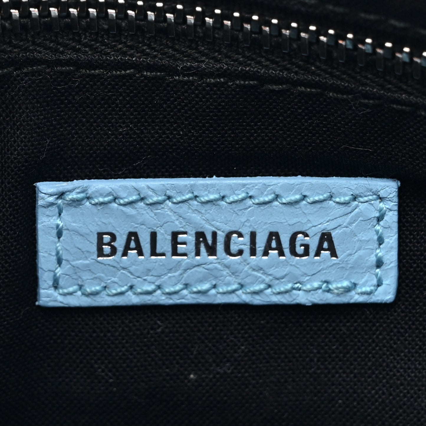 Agneau Classic Silver Hardware Mini City Logo Strap Baby Blue Black