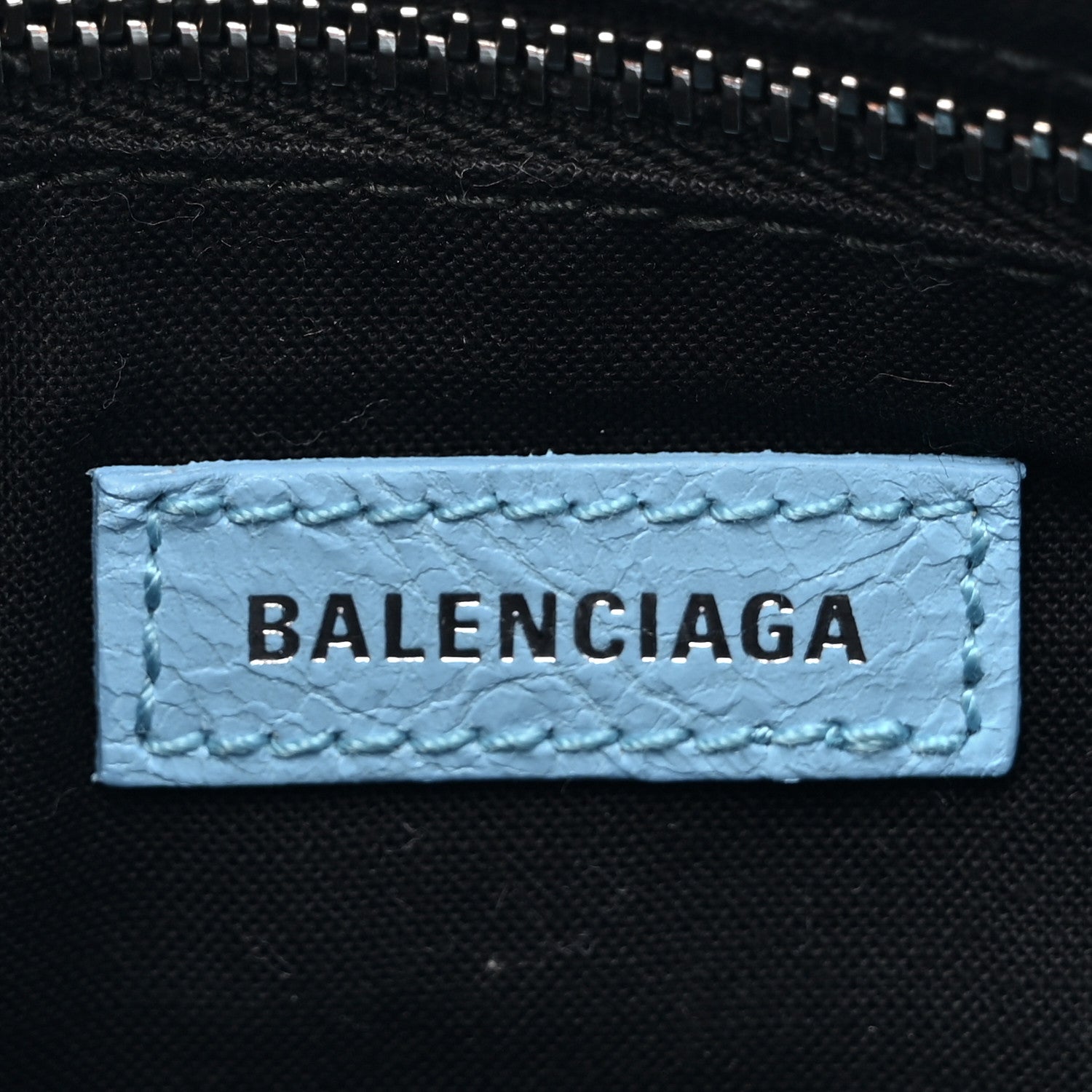 Balenciaga Agneau Classic Silver Hardware Mini City Logo Strap Baby Blue Black 6 of 14