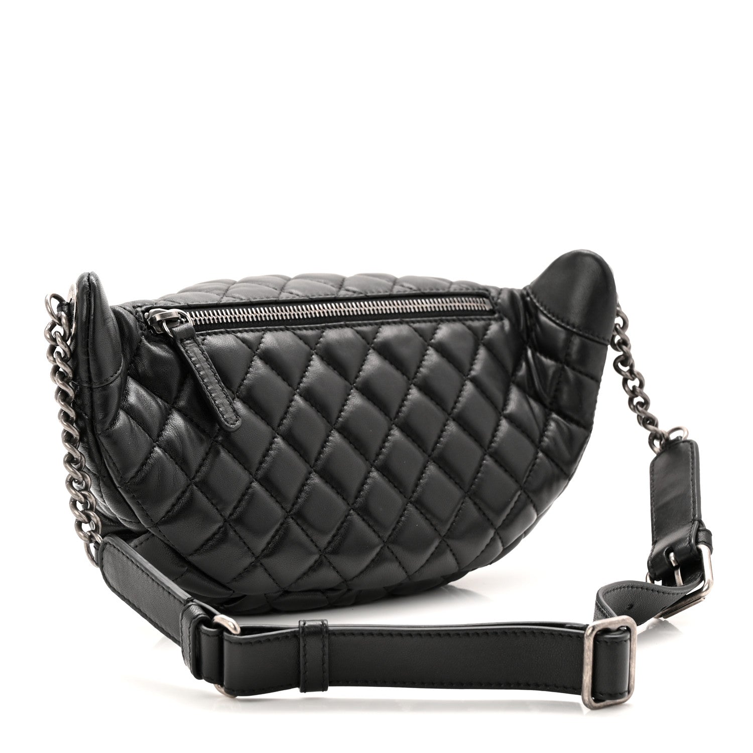 Chanel Lambskin Quilted Banane Waist Bag Fanny Pack Black 3 of 11