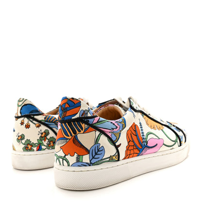 Christian Louboutin Crepe Satin Calfskin Womens Vieira Orlato Flat Sneakers 38 Bianco Multi 4 of 11