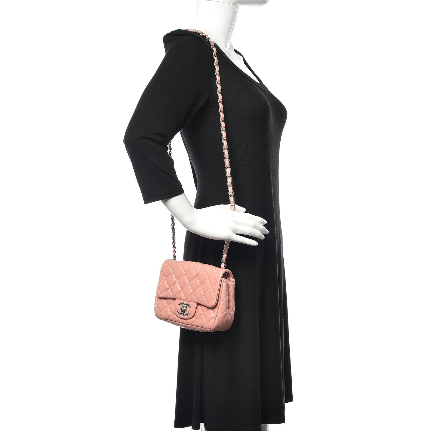 Lambskin Quilted Mini Square Flap Pink