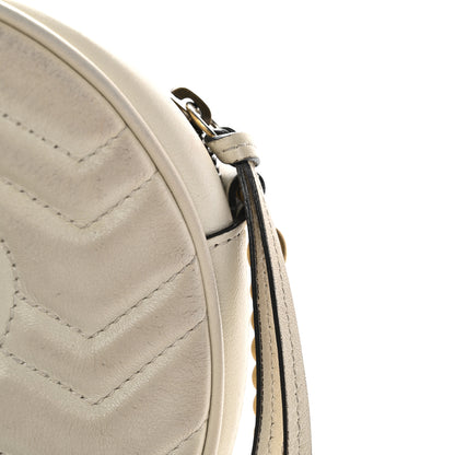Gucci Calfskin Matelasse Mini GG Marmont Round Shoulder Bag White 15 of 16
