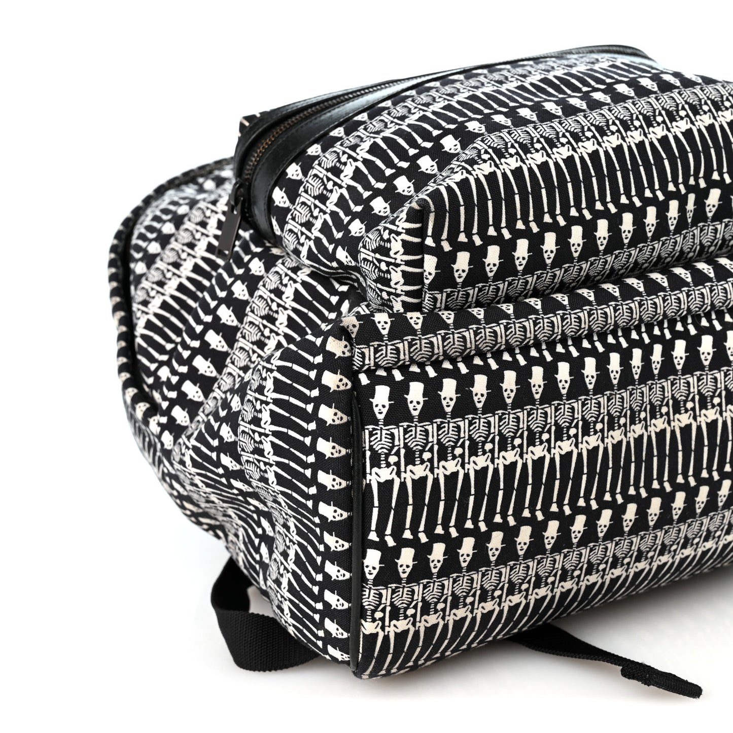 Nylon City Skeleton Print Backpack Black White