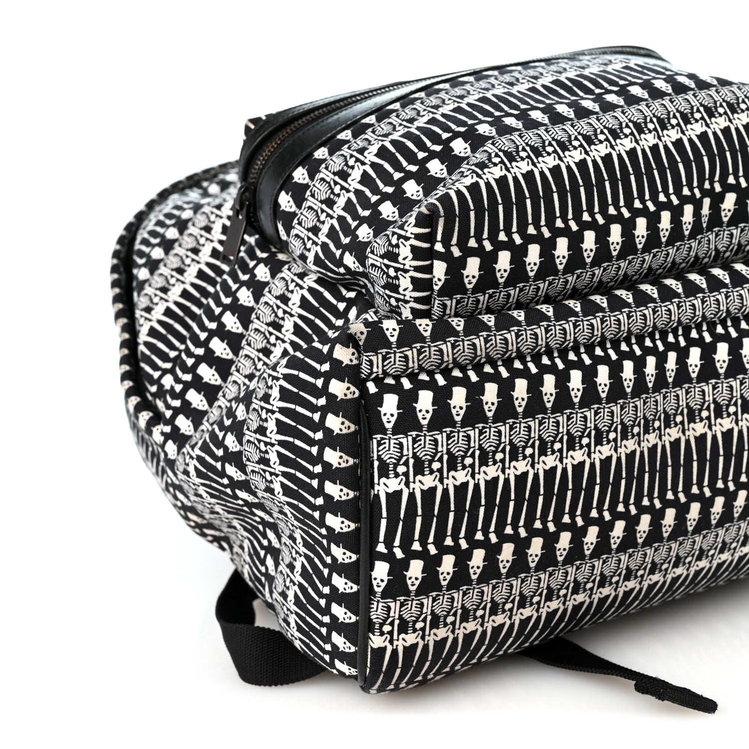 Saint Laurent Nylon City Skeleton Print Backpack Black White 7 of 10