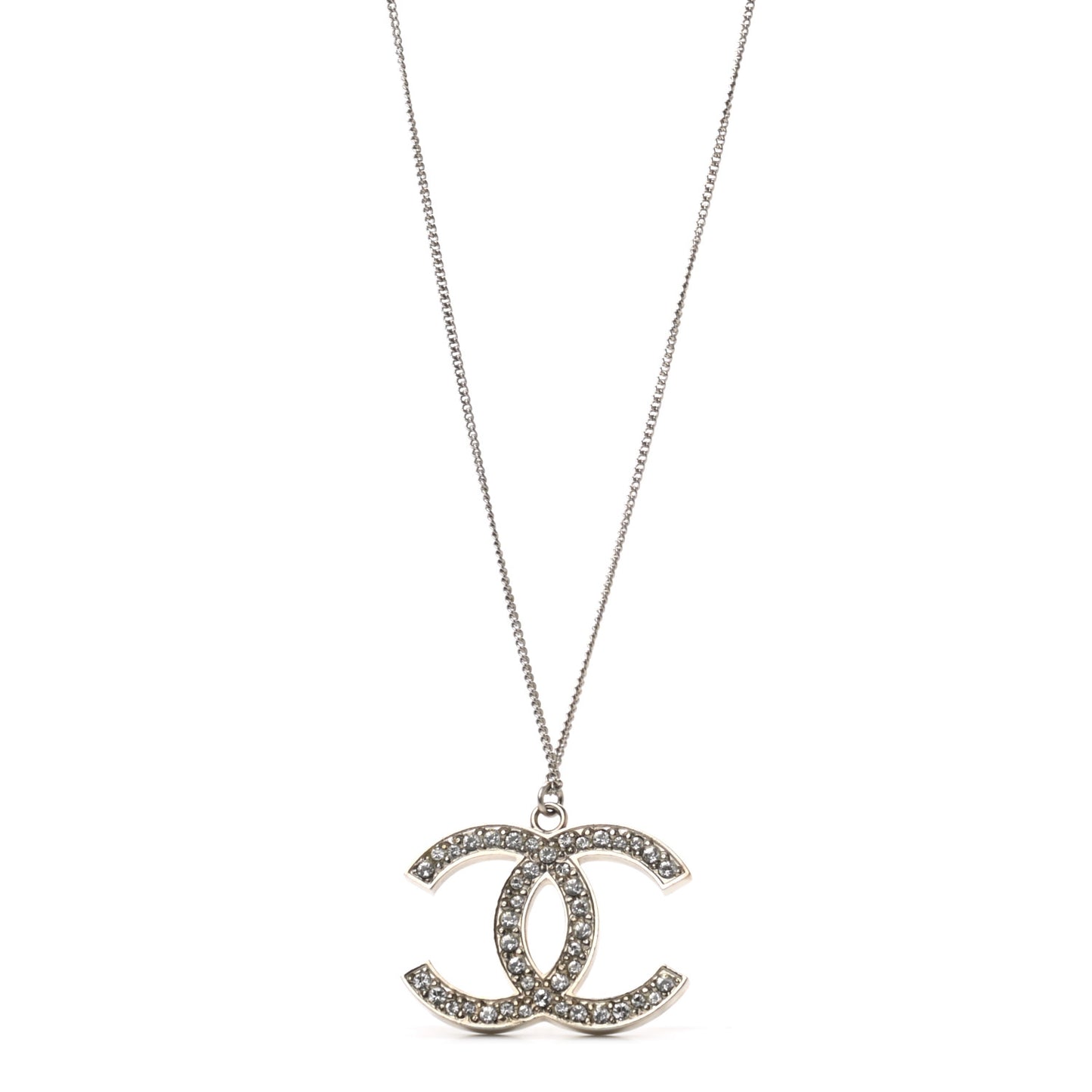 Crystal CC Pendant Necklace Silver