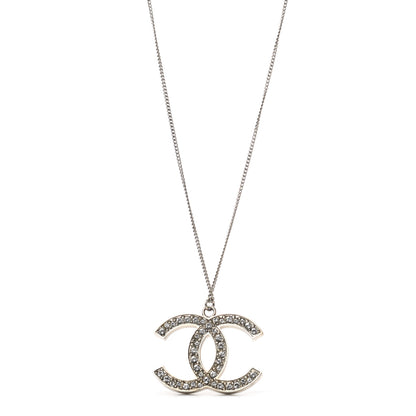 Chanel Crystal CC Pendant Necklace Silver 1 of 5