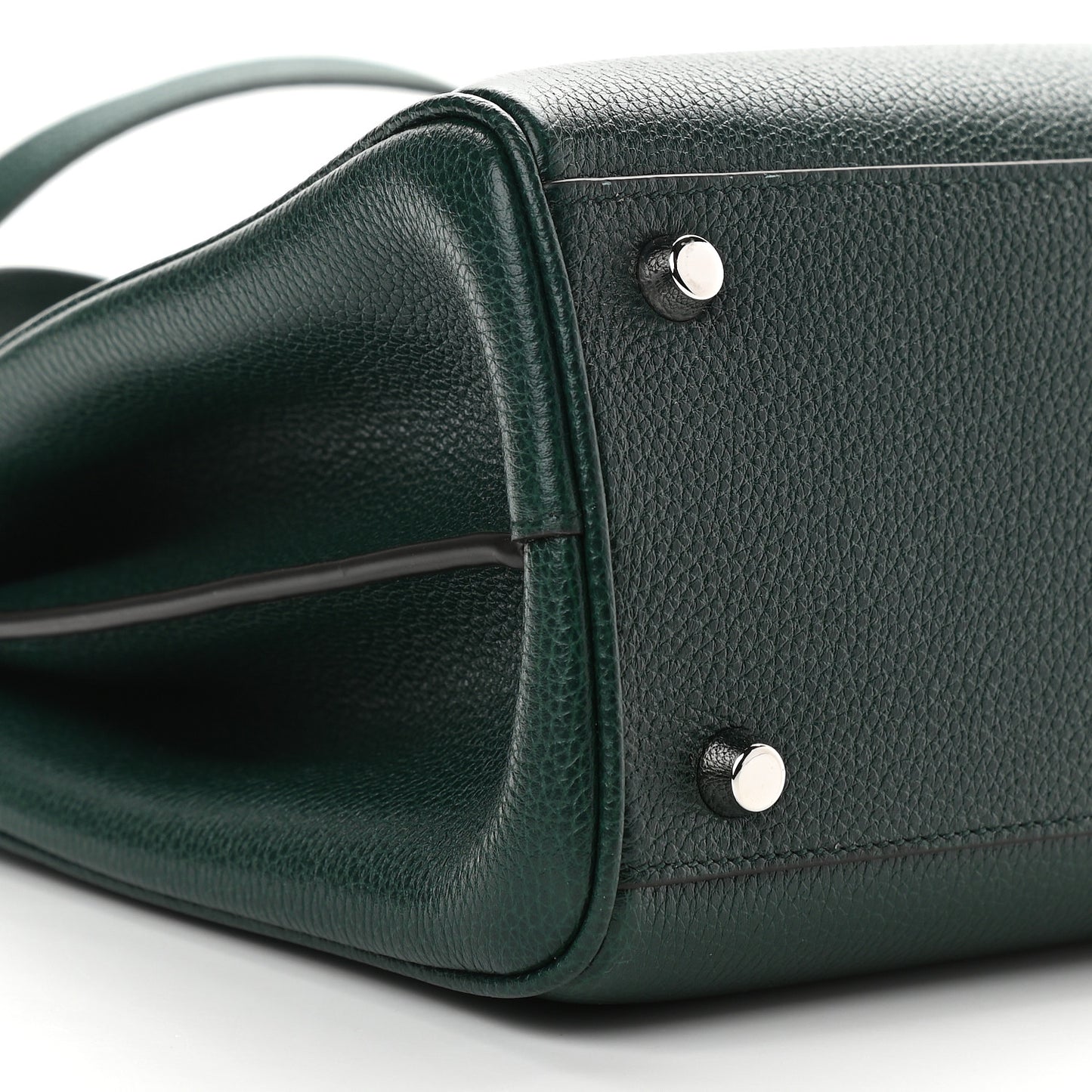 Grainy Calfskin Small Zumi Top Handle Bag Vintage Green