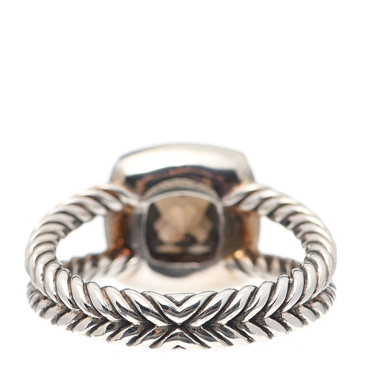 Sterling Silver Diamond Smoky Quartz 7mm Petite Albion Ring 54/7