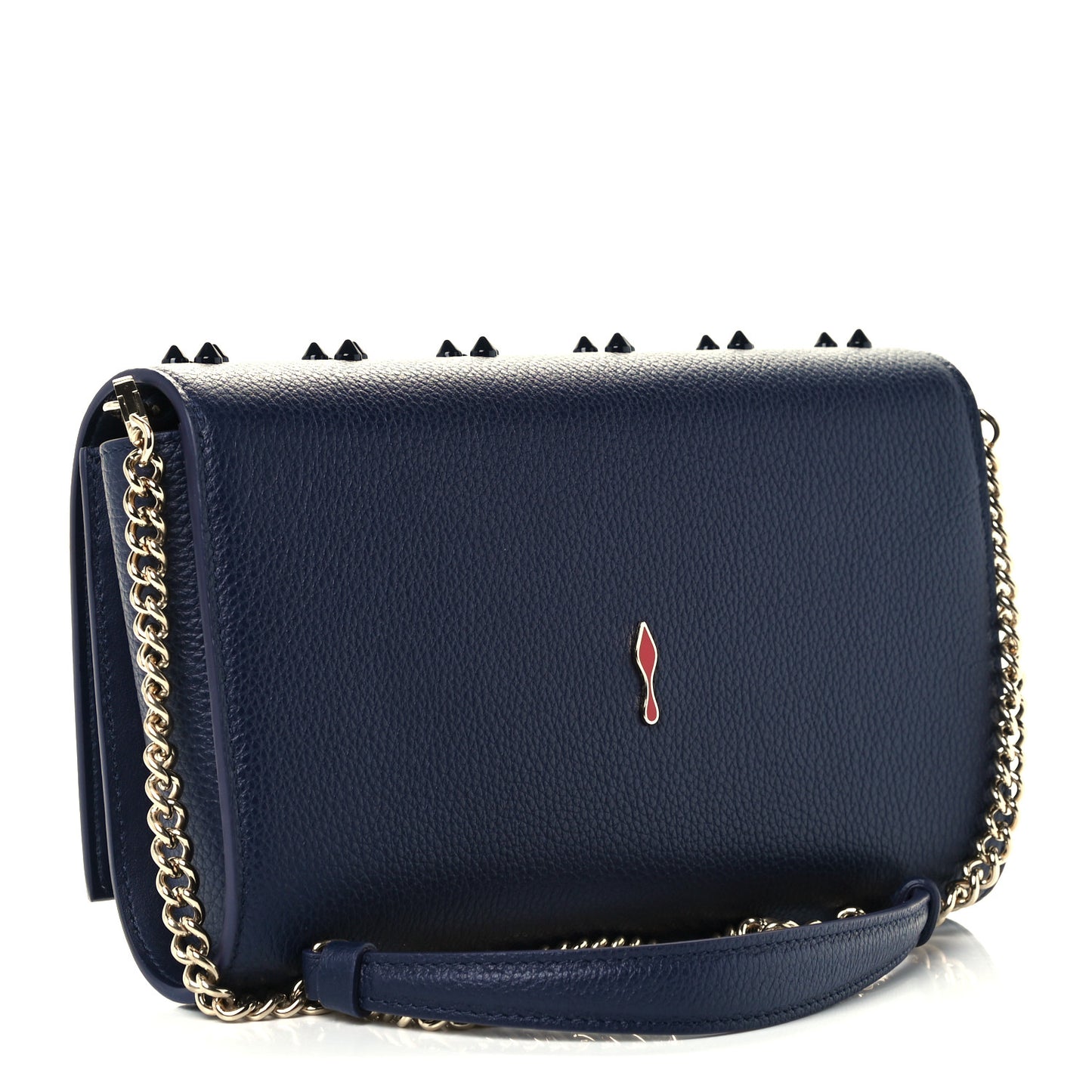 Calfskin Spikes Loubinthesky Paloma Clutch Navy
