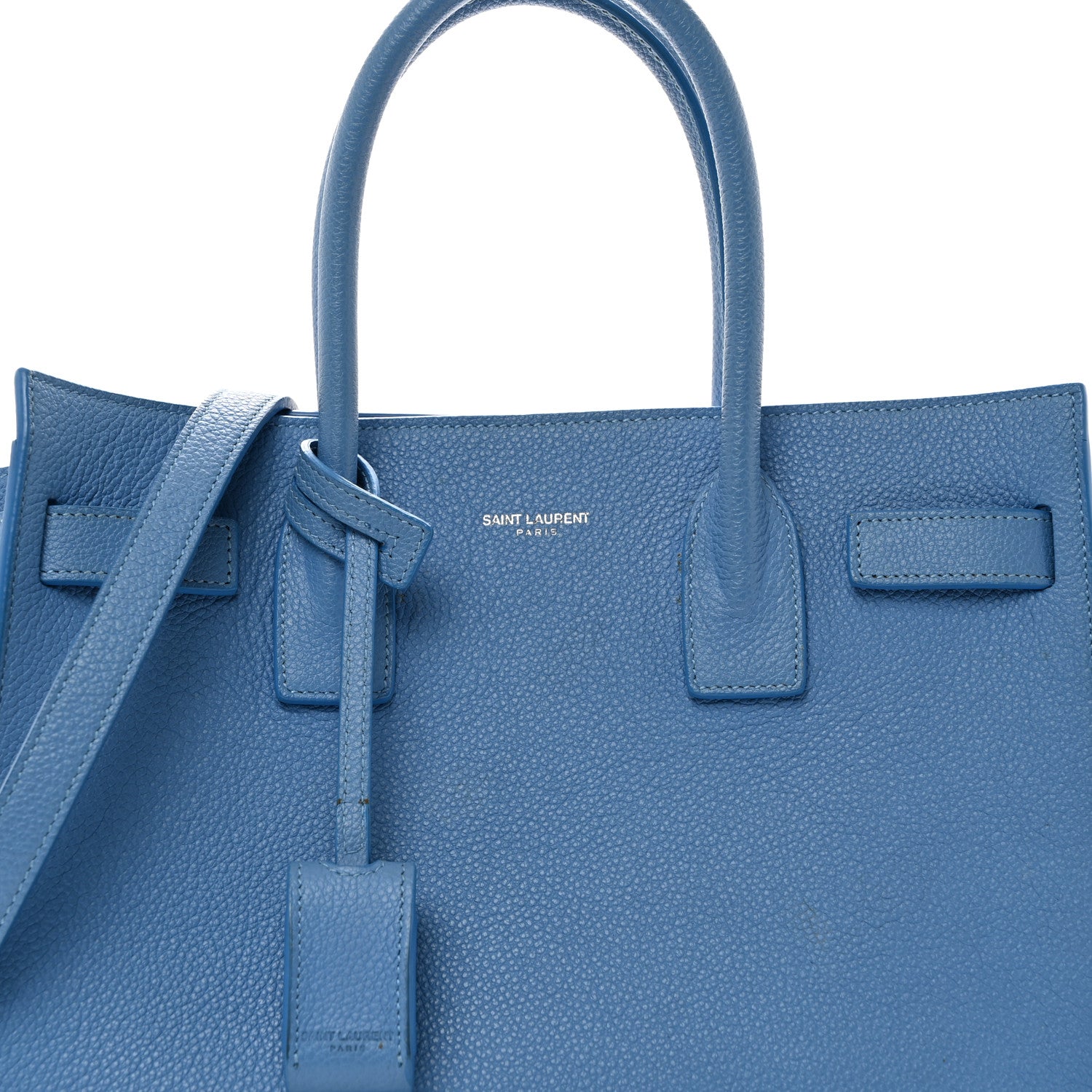 Saint Laurent Grained Calfskin Baby Sac De Jour Blue Clair 9 of 13