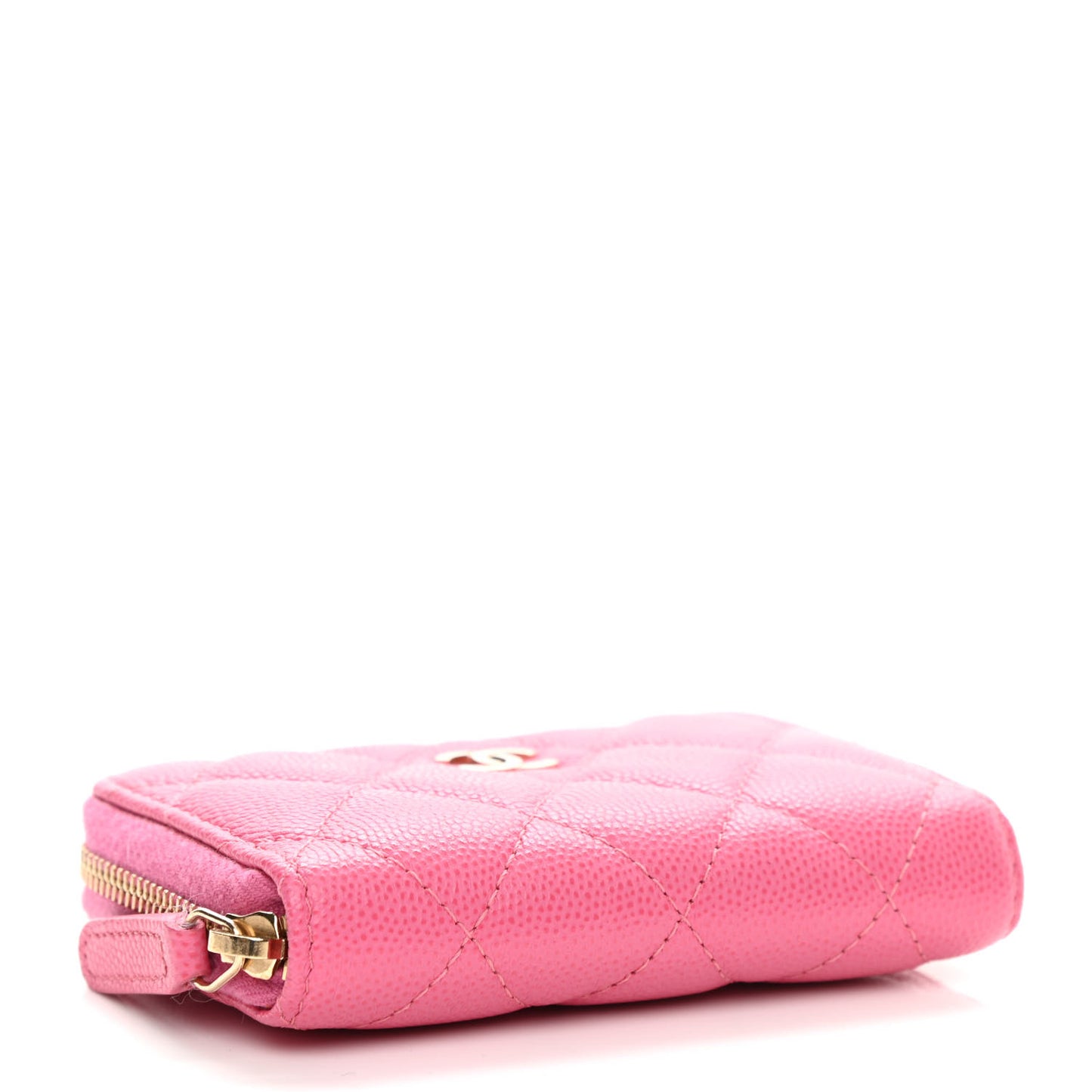 Caviar Quilted Zip Coin Purse Pink
