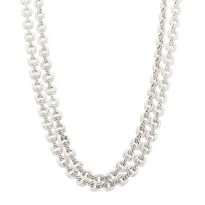 David Yurman Sterling Silver Thoroughbred Cushion Link Double Row Necklace 1 of 5