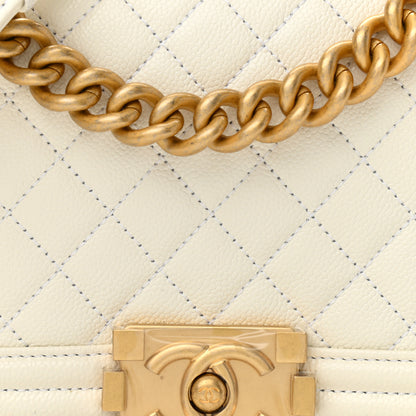 Chanel Caviar Quilted Medium Boy Flap White 7 of 10