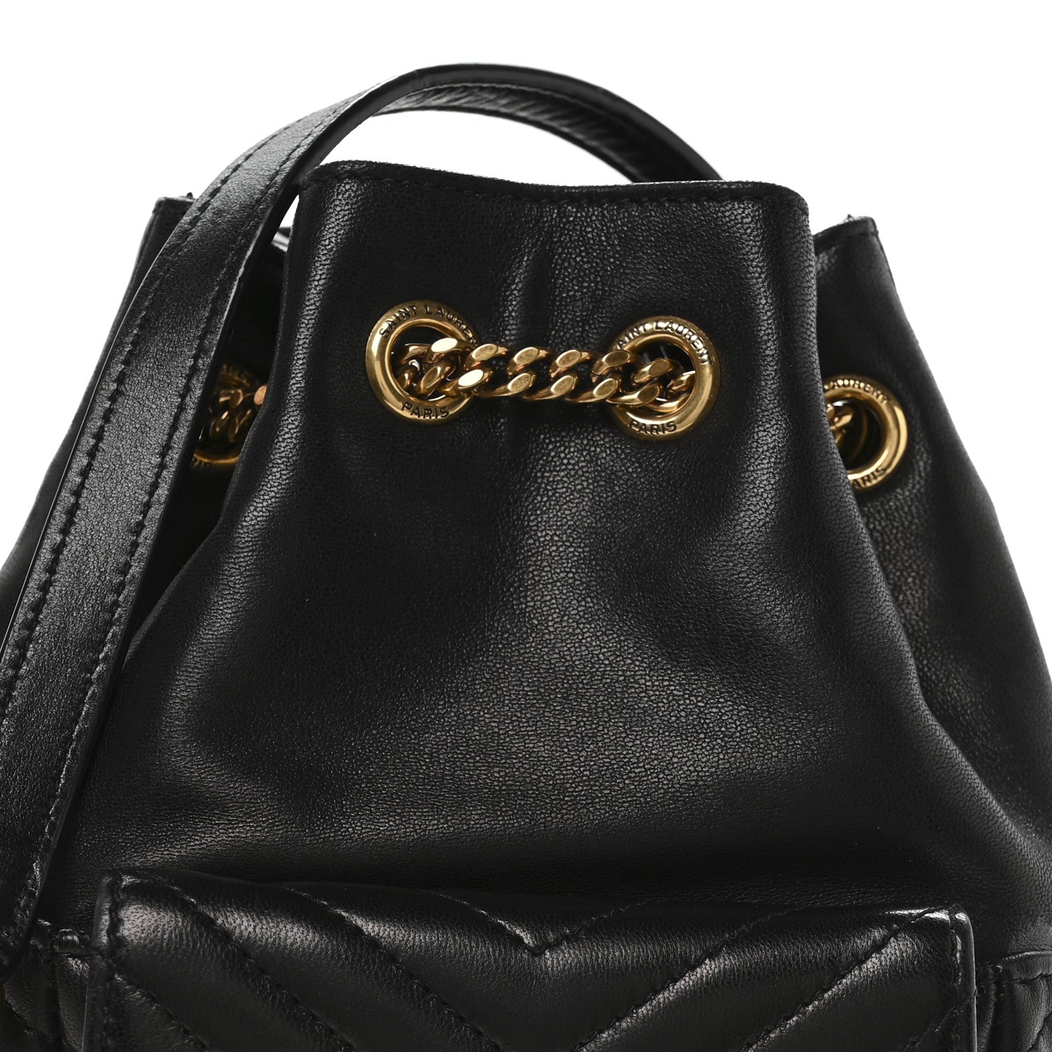 Saint Laurent Lambskin Matelasse Monogram Joe Nano Bucket Bag Black 15 of 19