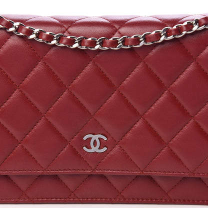 Chanel Lambskin Quilted Wallet On Chain WOC Red 11 of 11