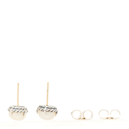David Yurman Sterling Silver Pearl 8mm Chatelaine Earrings 3 of 4