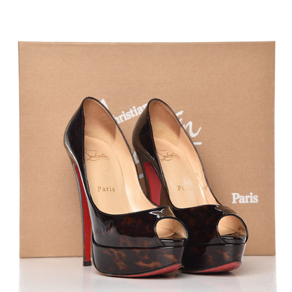 Christian Louboutin Patent Tortoiseshell Lady Peep 150 Pumps 35.5 Tartaruga 14 of 14