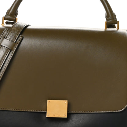 Celine Sleek Calfskin Small Tri-Color Trapeze Moss Green 7 of 9