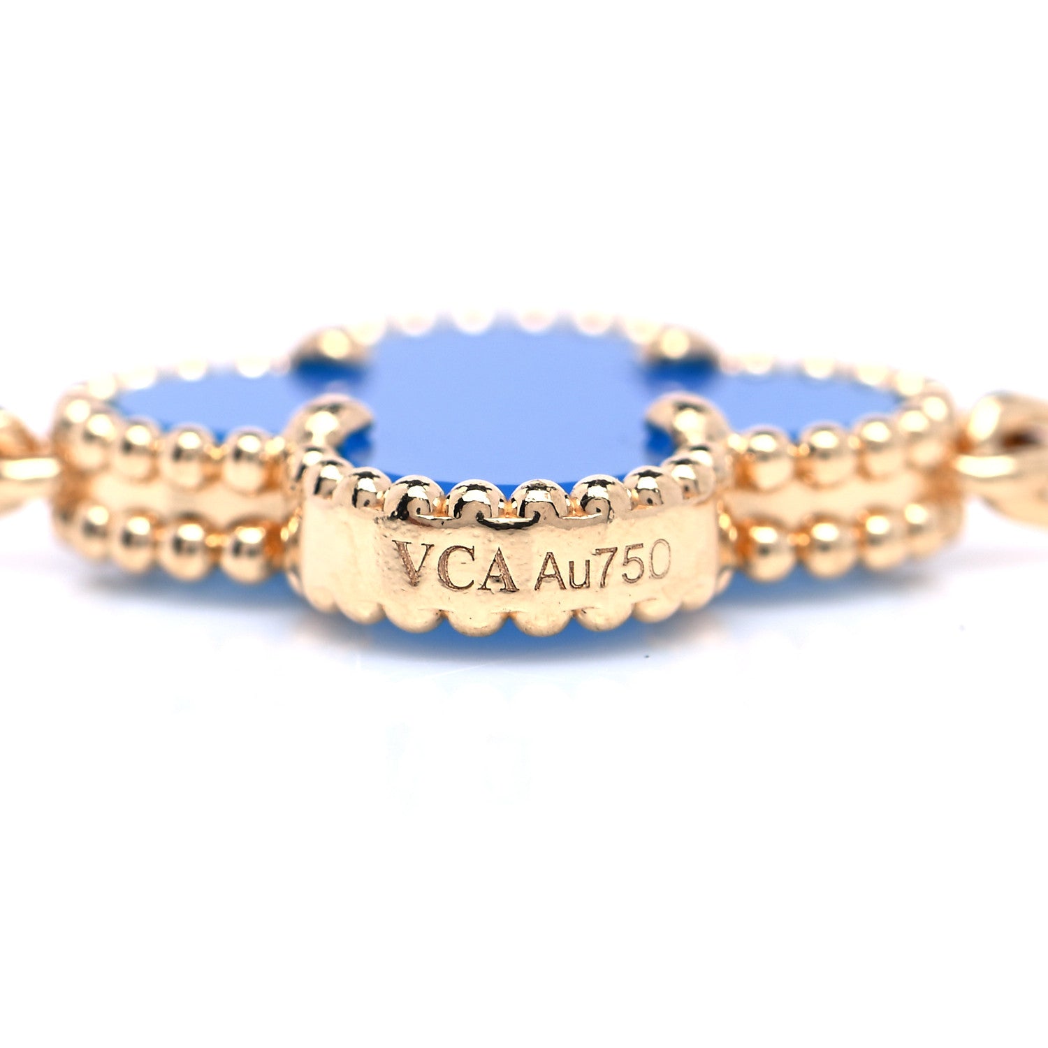 Van Cleef & Arpels 18K Yellow Gold Blue Agate 5 Motifs Vintage Alhambra Bracelet 11 of 16