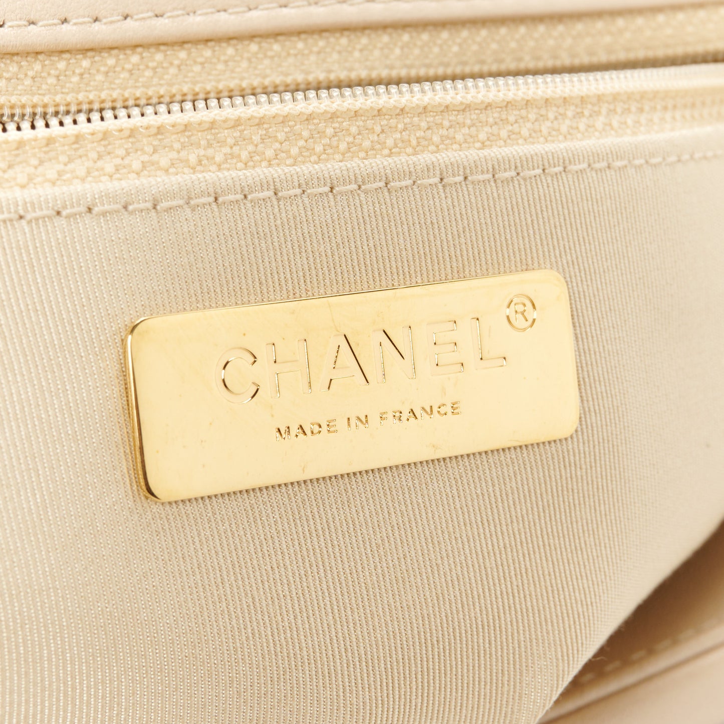 Lambskin Quilted Large Chanel 19 Flap Light Beige
