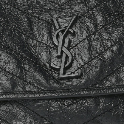 Saint Laurent Crinkled Calfskin Matelasse Monogram Medium Niki Chain Satchel Black 10 of 13