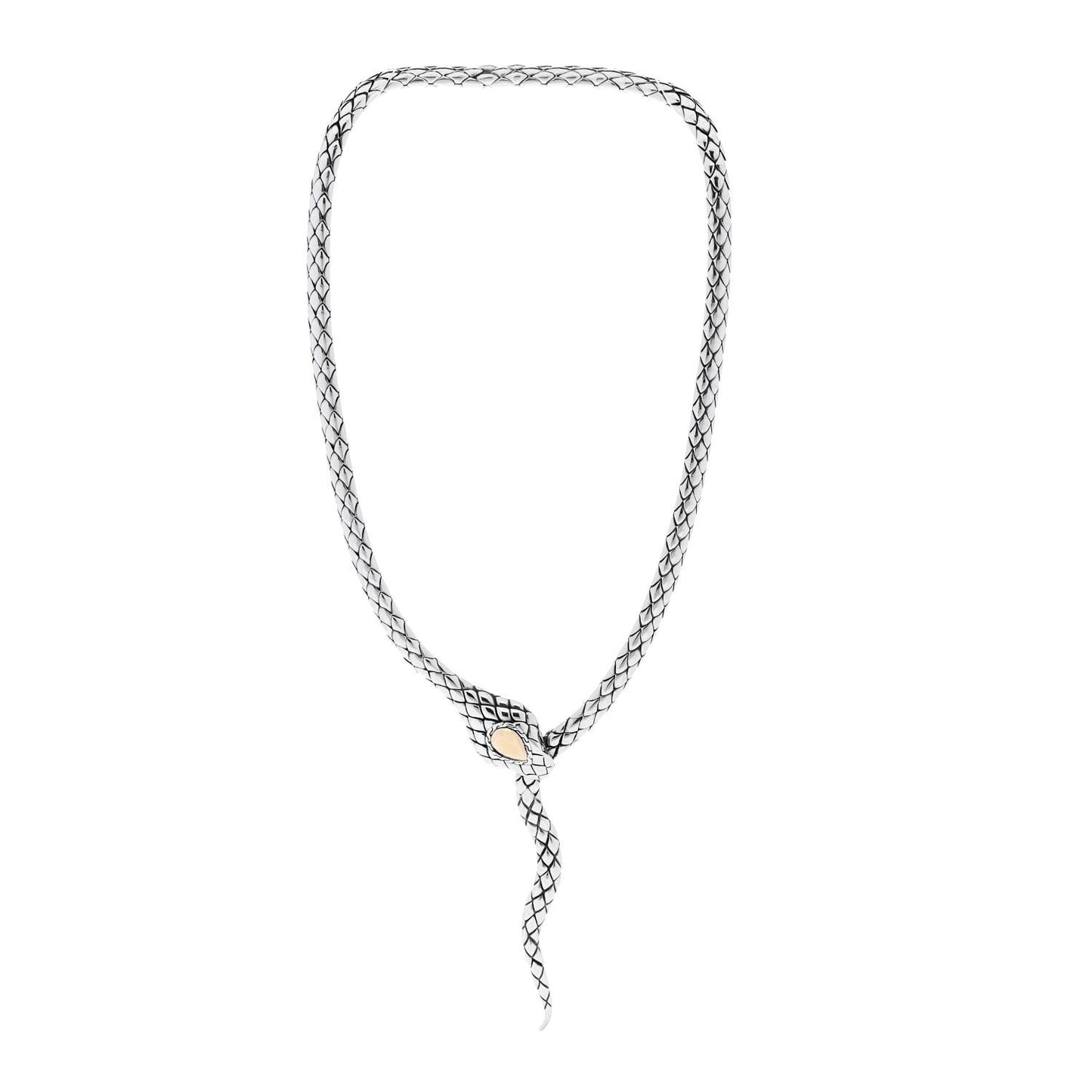 Sterling Silver 18K Yellow Gold Snake Lariat Necklace