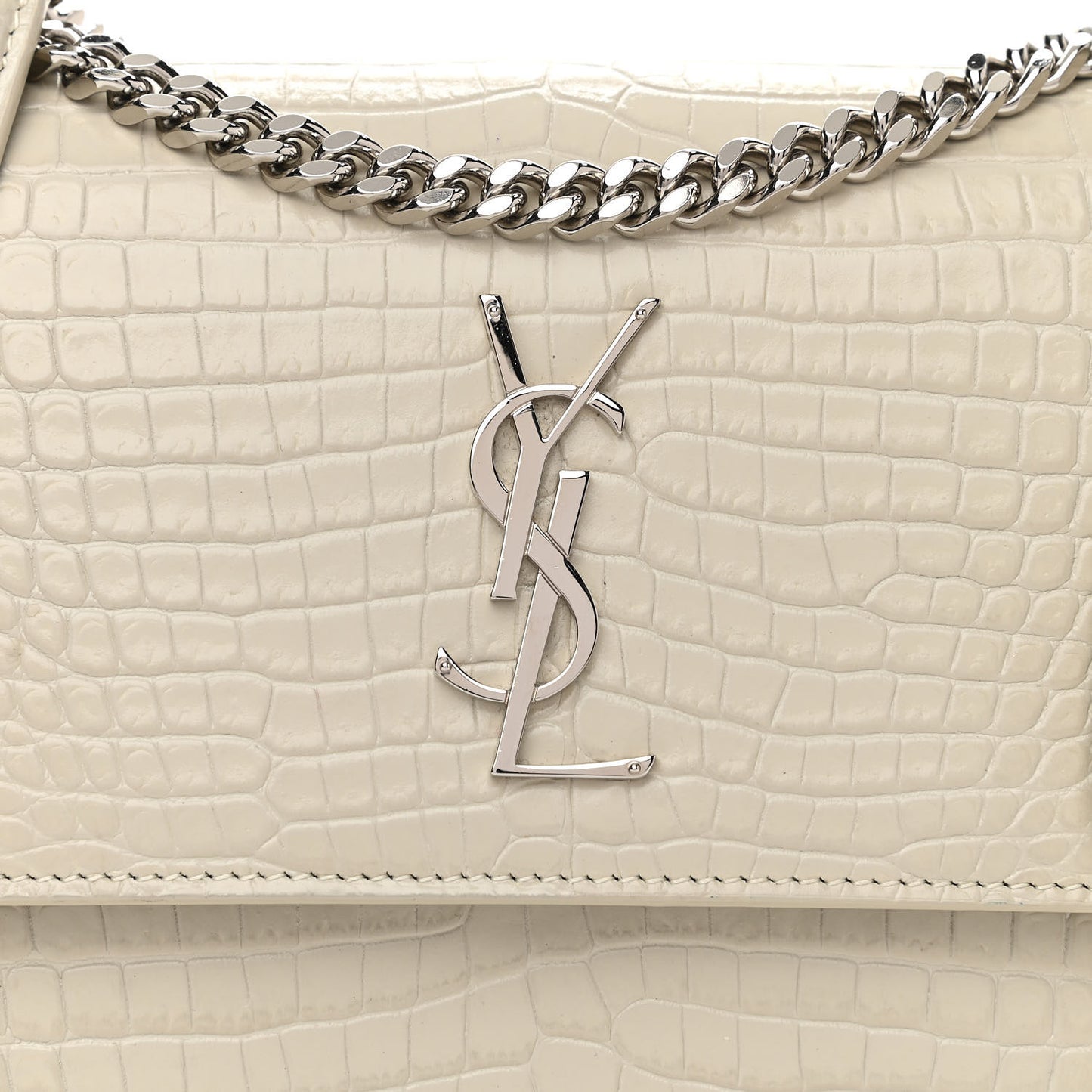 Calfskin Crocodile Embossed Medium Monogram Sunset Blanc Vintage