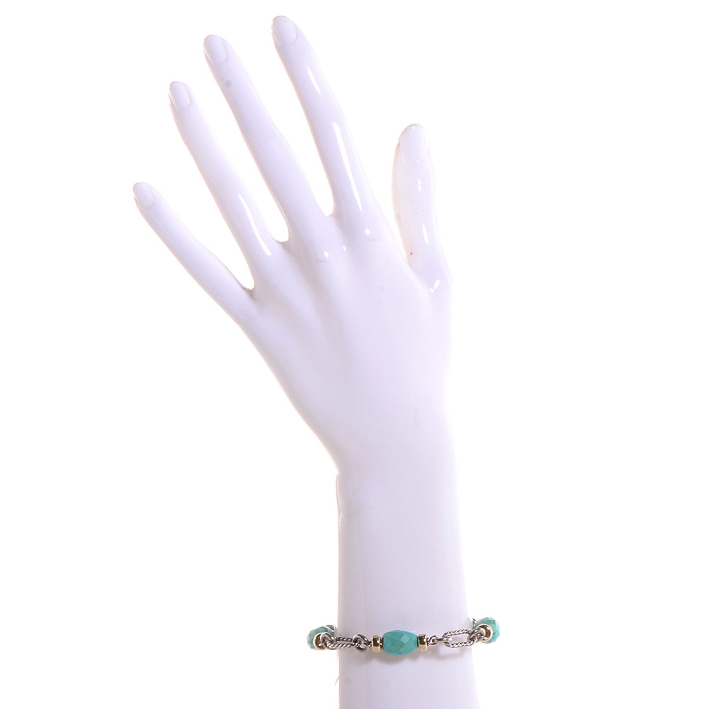 Sterling Silver and 18k Gold Turquoise Figaro Bracelet