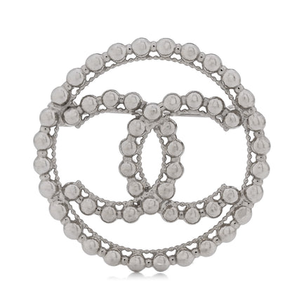 Chanel Metal Bead CC Round Brooch Silver 1 of 4