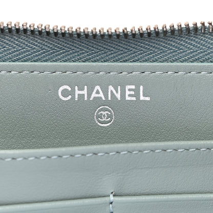 Chanel Caviar Quilted Large Gusset Zip Around Wallet Light Blue 6 of 9