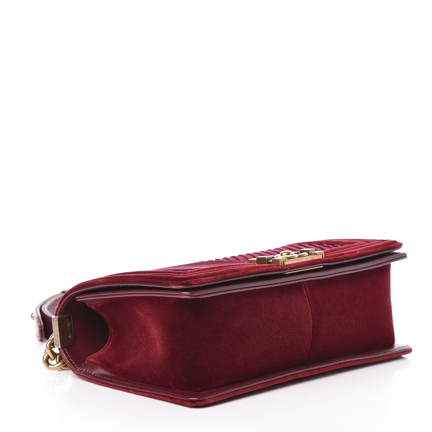 Chanel Velvet Chevron Quilted Medium Boy Flap Burgundy 4 of 10
