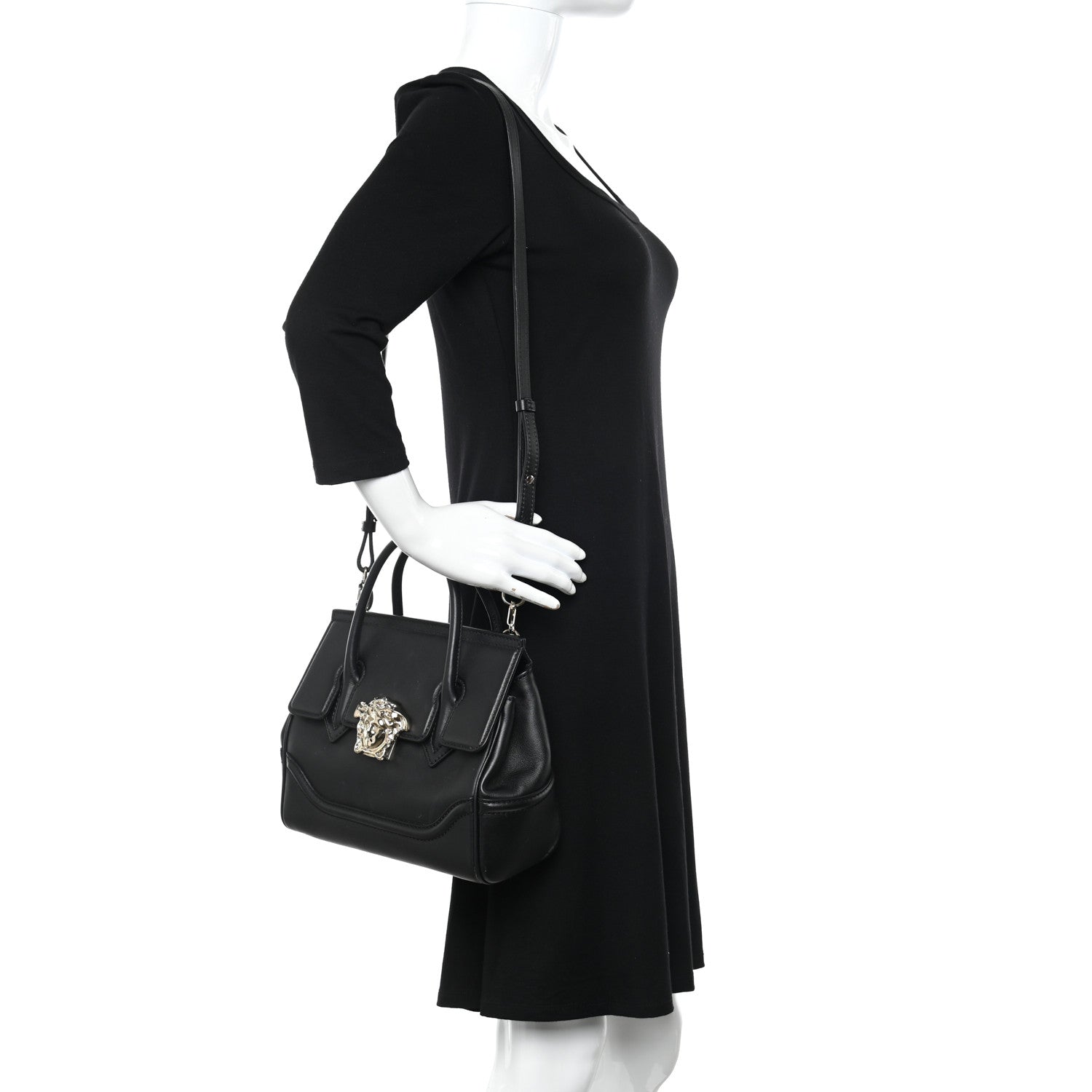 Versace Calfskin Medium Palazzo Empire Bag Black 3 of 17
