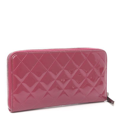 Chanel Patent Quilted Brilliant Zip Around Wallet Pink 3 of 9