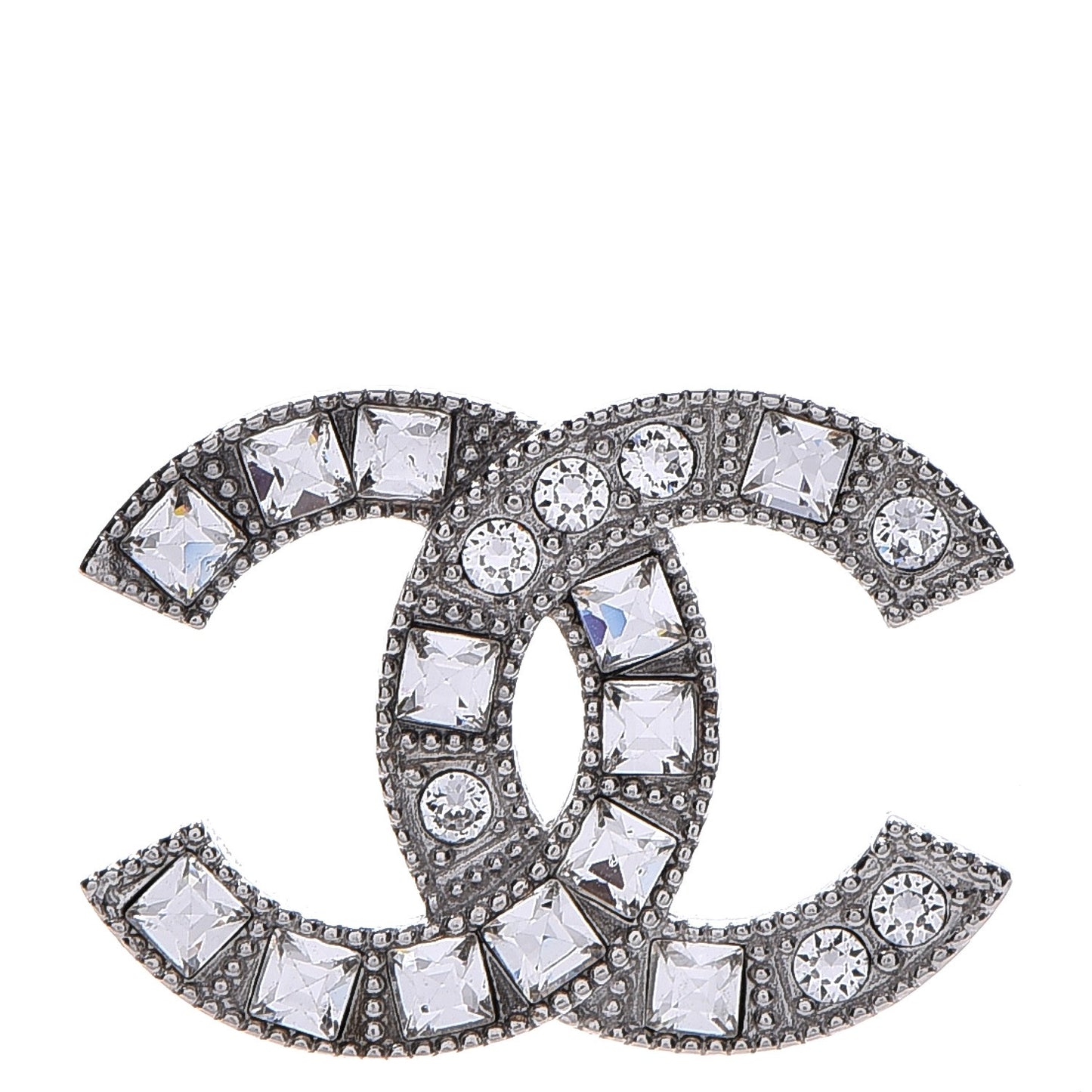 Crystal CC Mini Brooch Silver