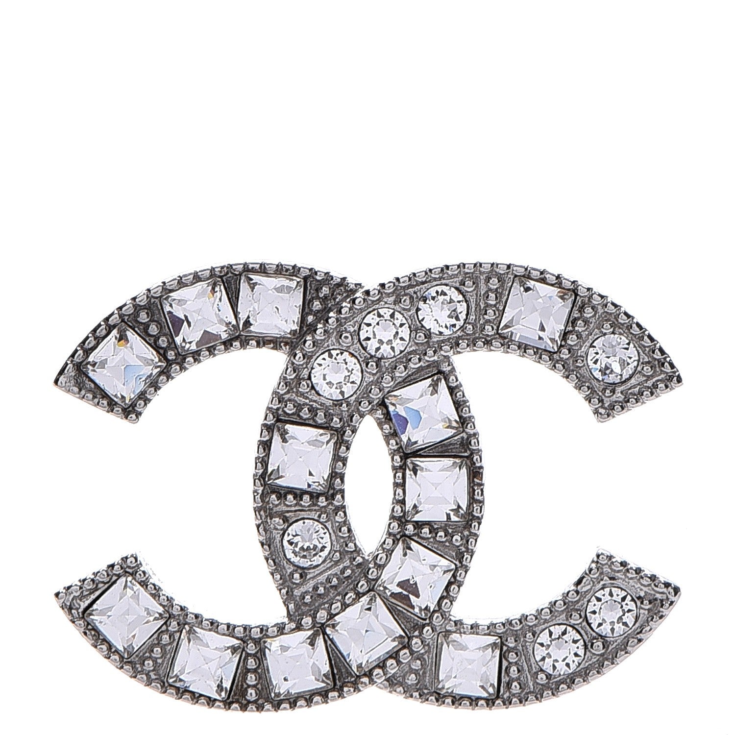 Chanel Crystal CC Mini Brooch Silver 1 of 5